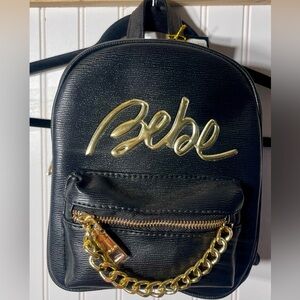 Bebe Mini Back Pack black with Gold Hardware. NWT